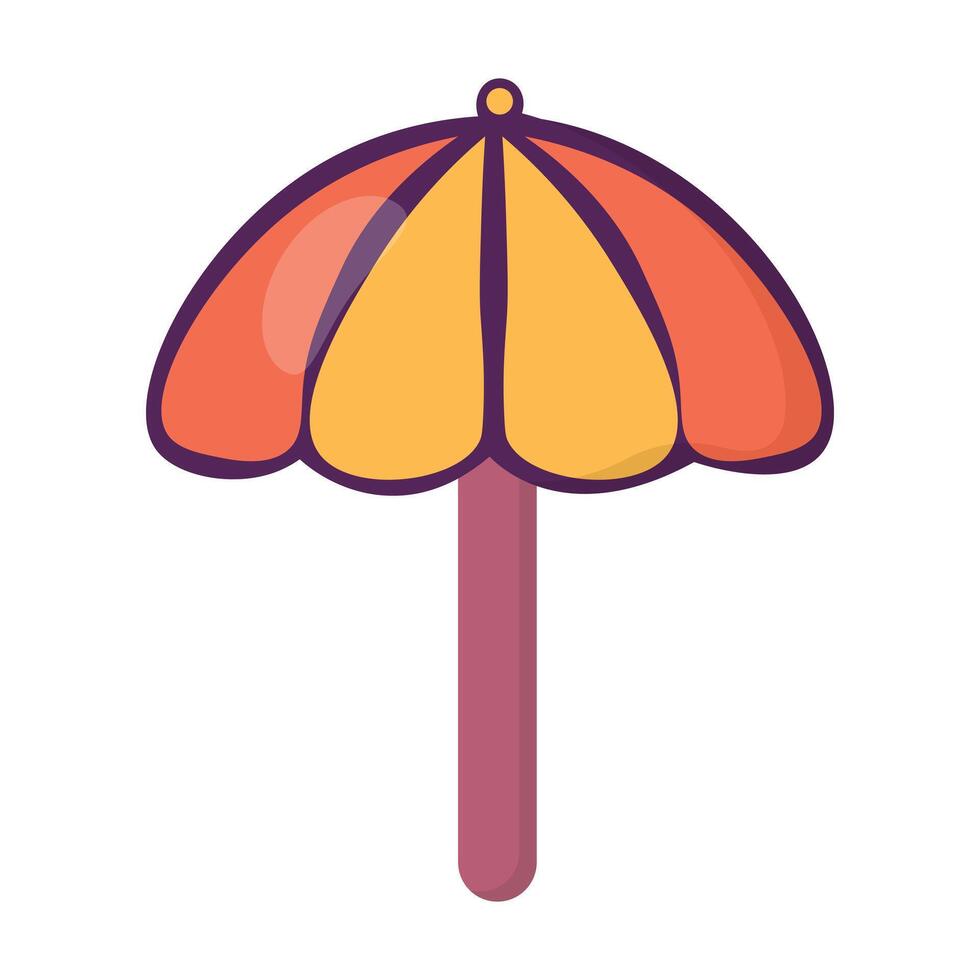 Orange yellow beach umbrella sun vector