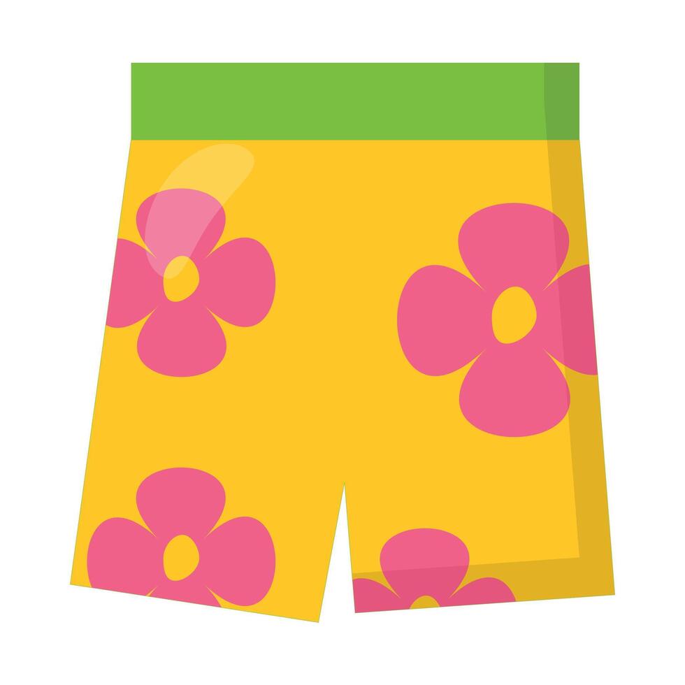 Yellow floral swim trunks summer vector