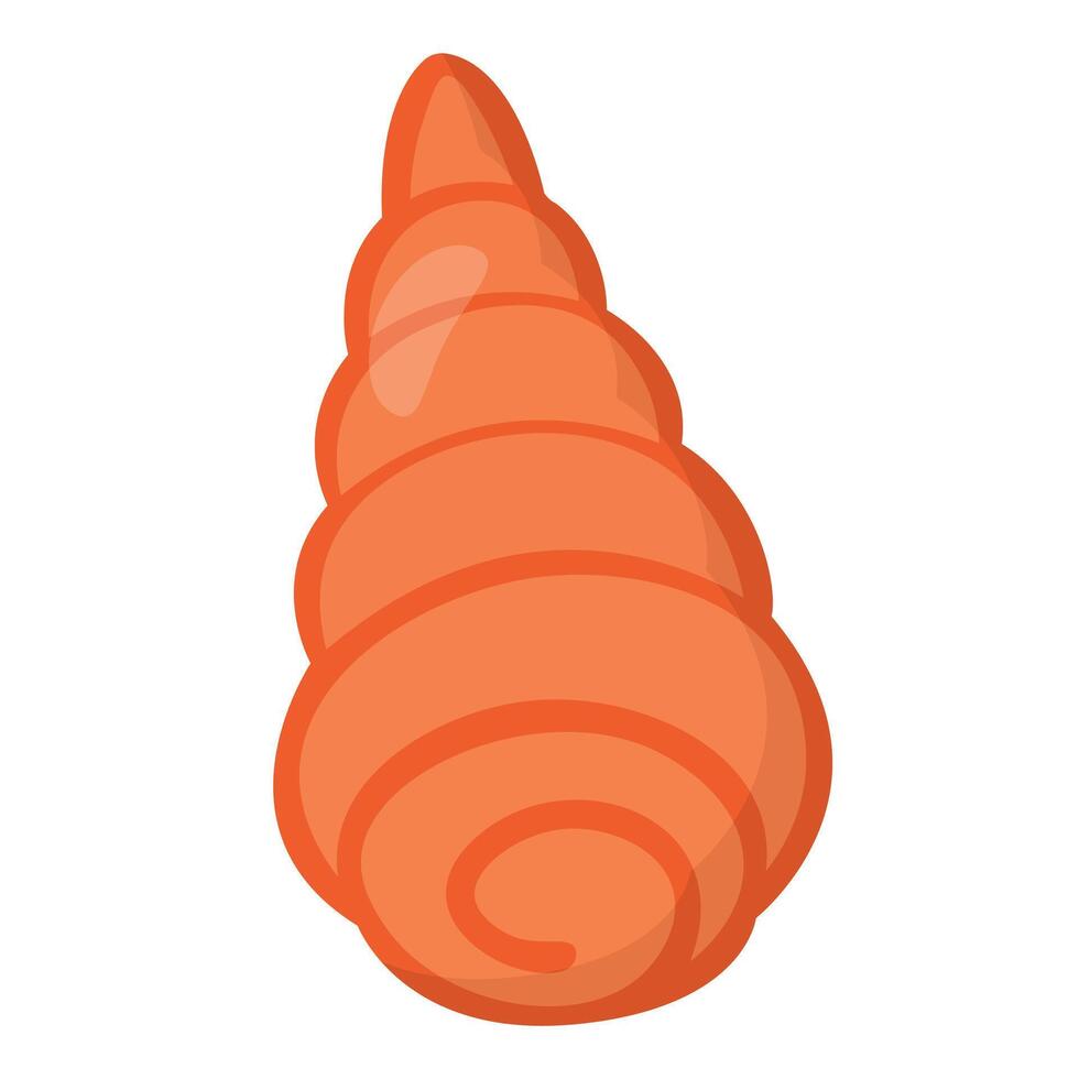 Orange spiral seashell from the ocean Summer beach souvenir and decoration Natural marine mollusk shell vector