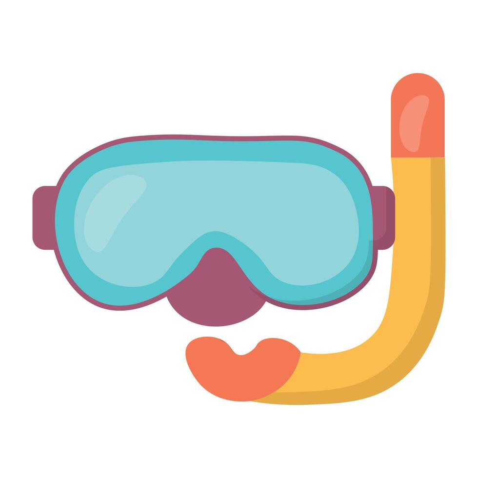 Snorkel mask for underwater diving Summer sea exploration gear Swimming and snorkeling equipment vector