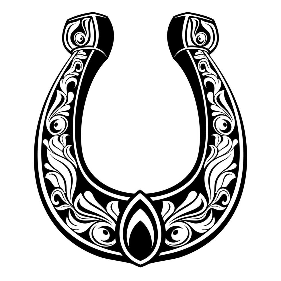 Horseshoe black silhouette for logo or pictogram. Horseshoe vector
