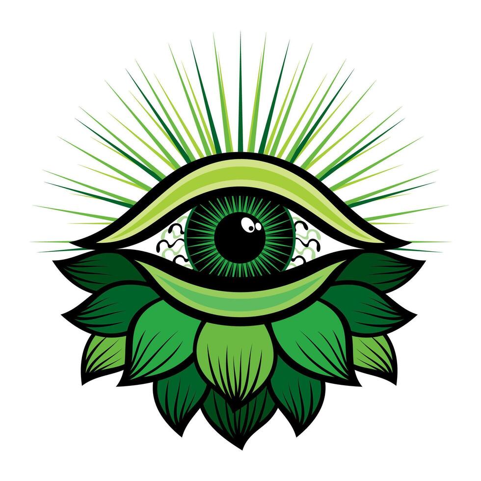 Bohemian green logo eye, icon eye design template, geometric abstract design element for decoration. vector