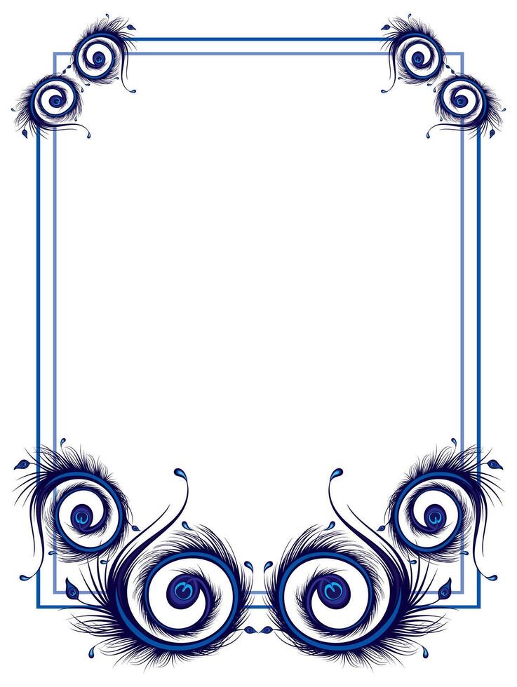 Decorative peakock frame for design with floral ornaments. Templates for printing postcards, invitations, books, textiles, yoga, invitation, graphic design vector