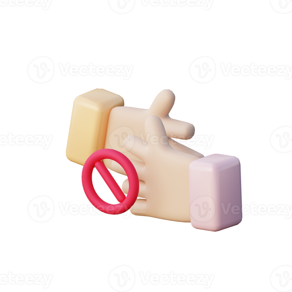 Cute 3D Handshake Prohibition Icon Illustration Render png