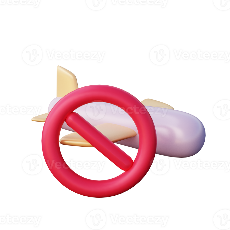 Cute 3D No Flight Icon Illustration Render png
