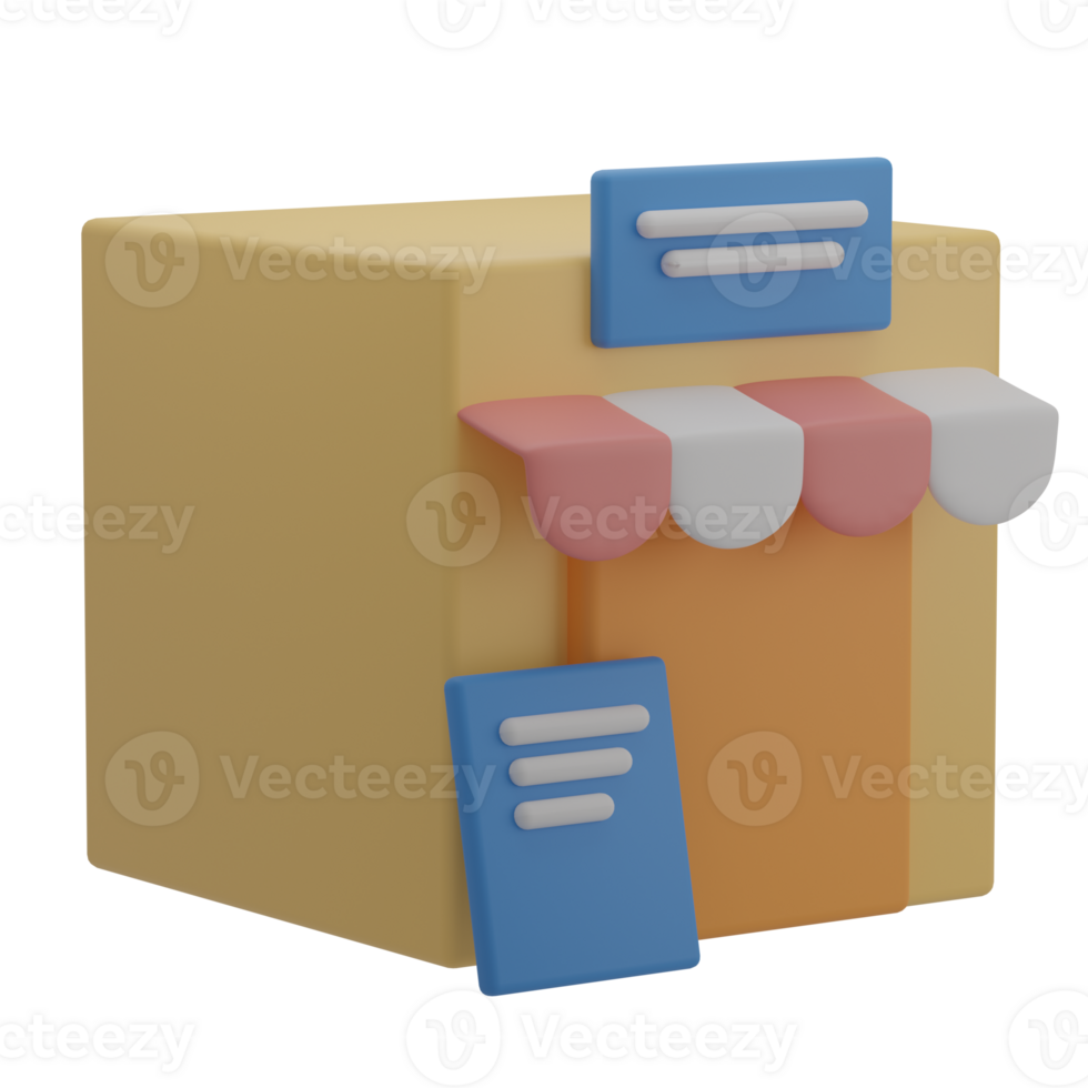 Cute 3D Marketplace Store Icon Illustration Render png