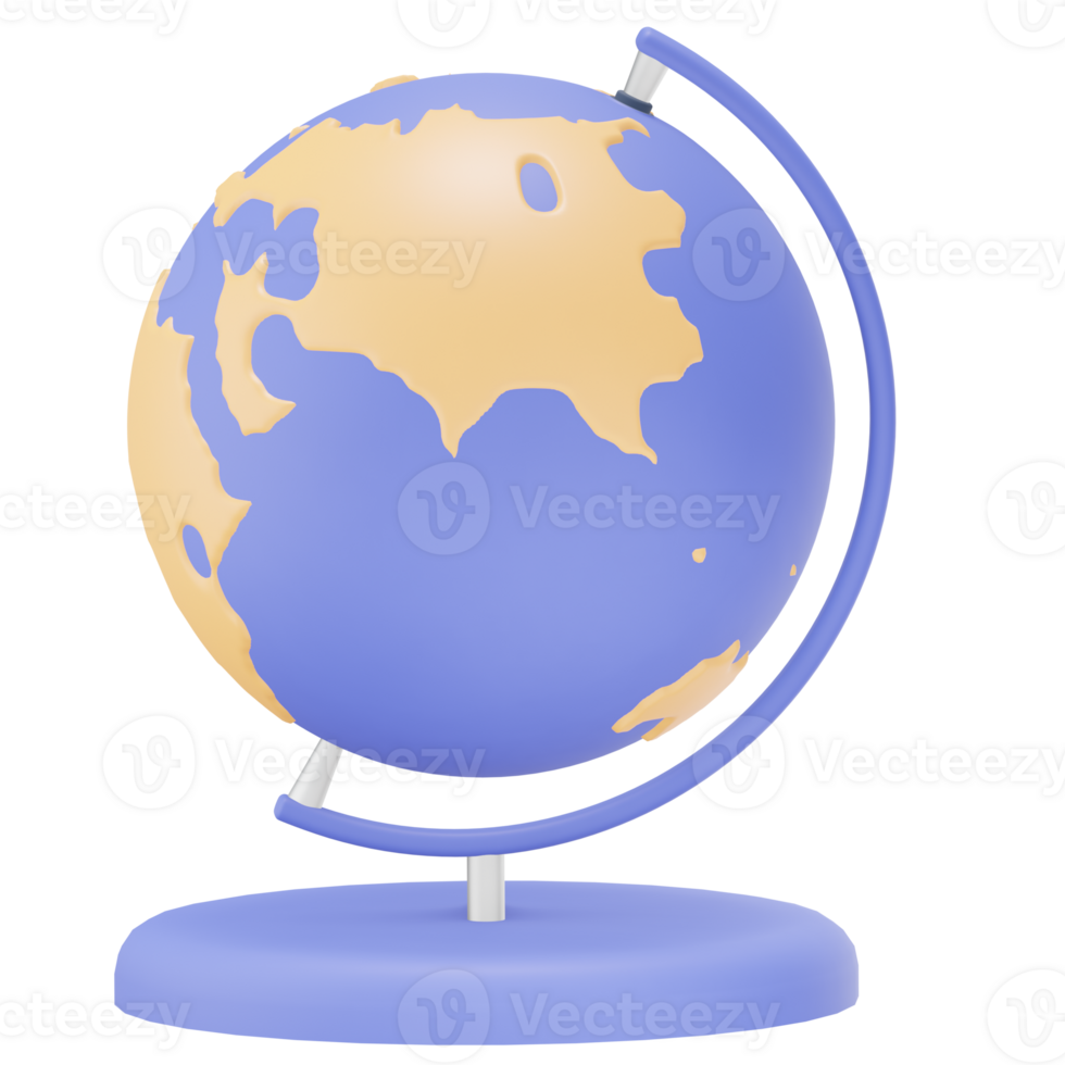 Cute 3D Table Globe Illustration png