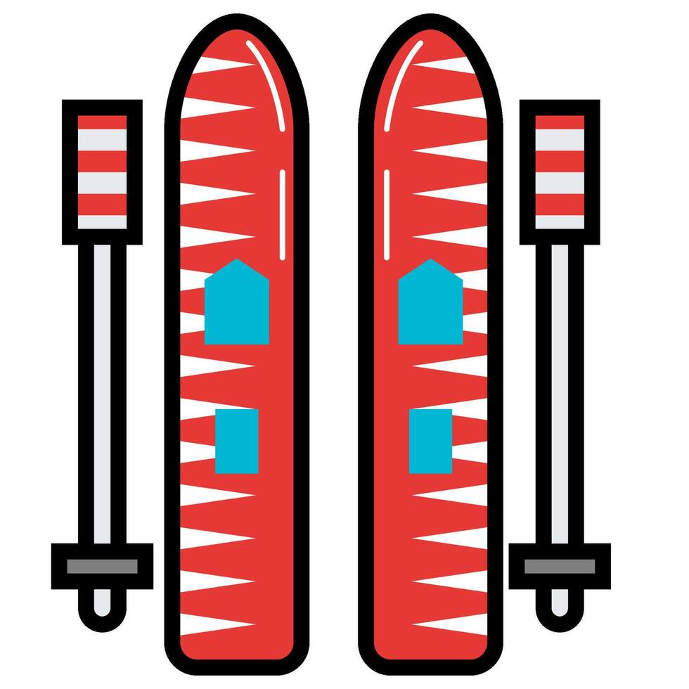 skiing filled outline icon vector