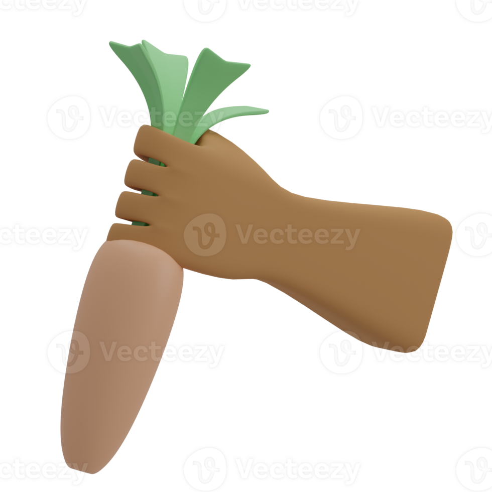 Cute 3D Carrot With Hand Icon Illustration Render png