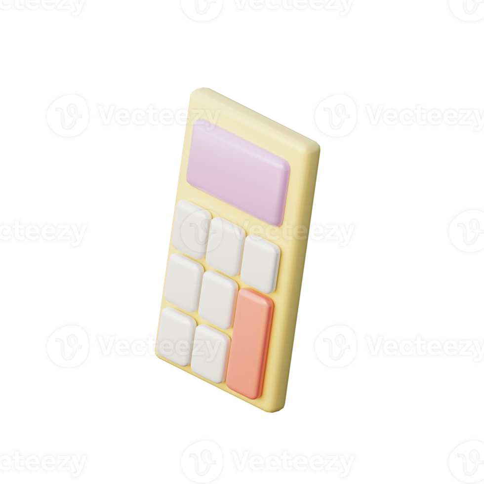 3D Yellow Calculator Illustration png