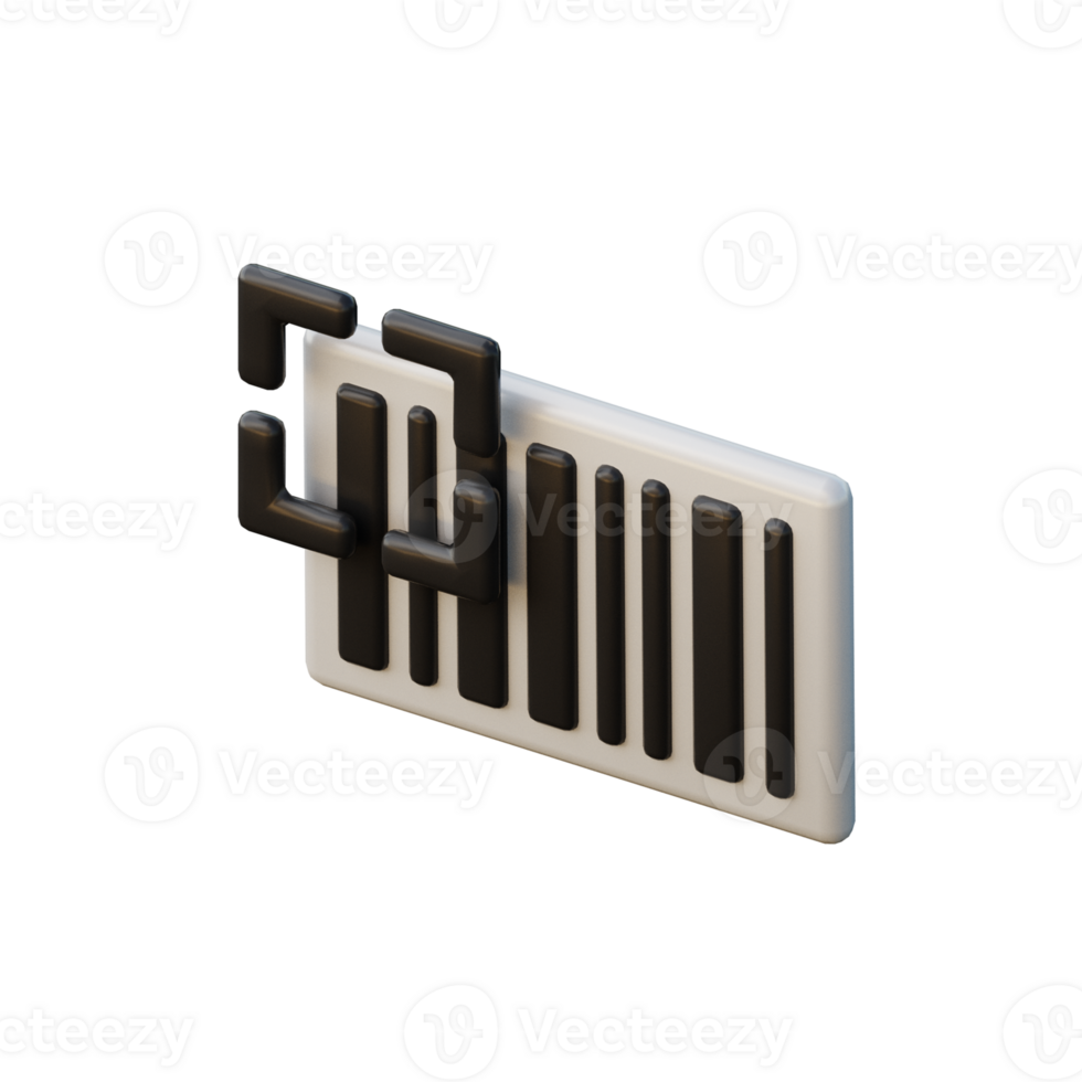 Cute 3D Barcode Icon Illustration Render png