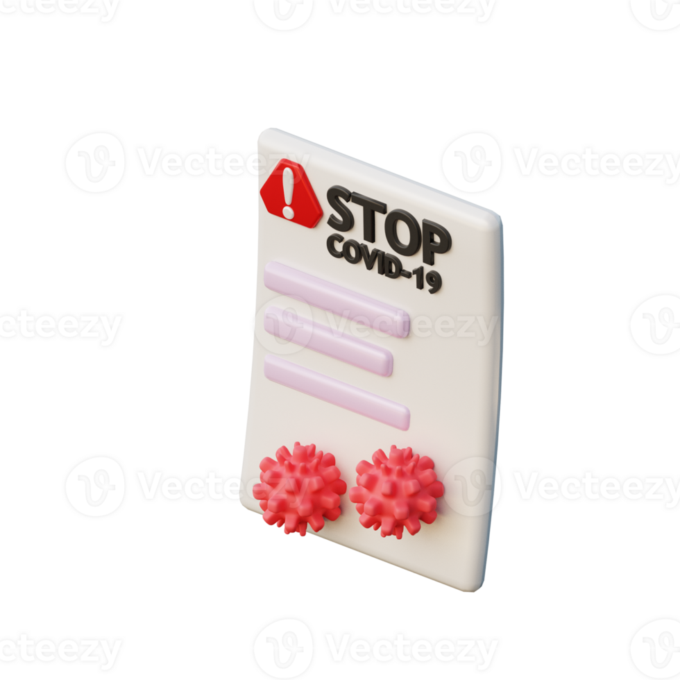 Cute 3D Covid 19 Poster Icon Illustration Render png