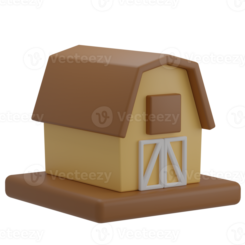 Cute 3D Barn Icon Illustration Render png