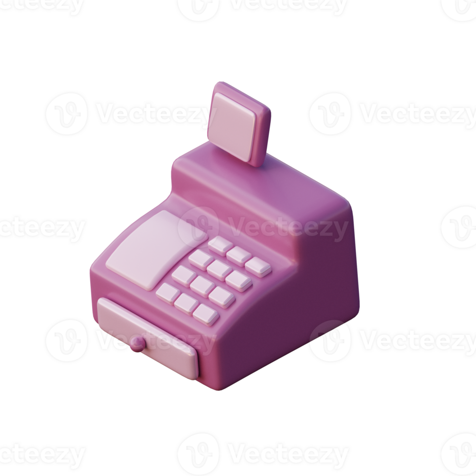 Cute 3D Cashier Computer Icon Illustration Render png
