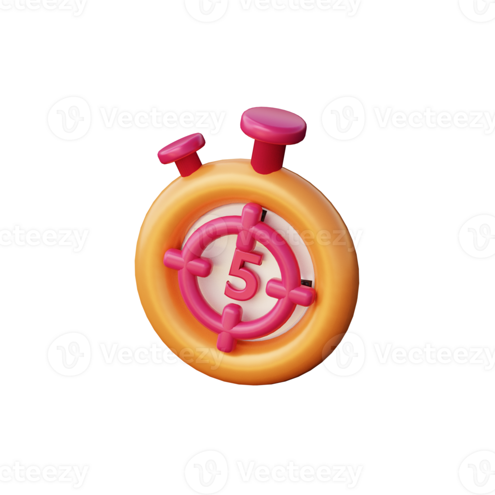 Cute 3D Countdown Icon Illustration Render png