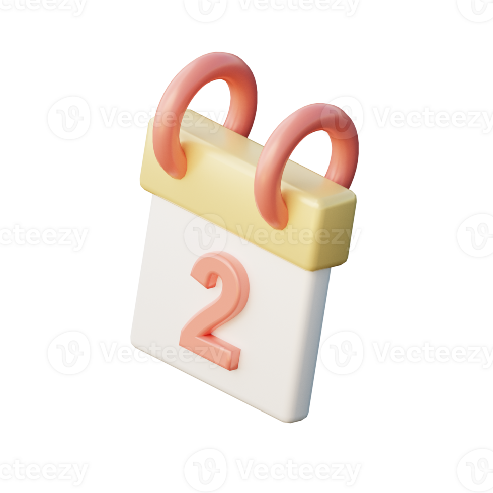 A calendar with the number two on it png