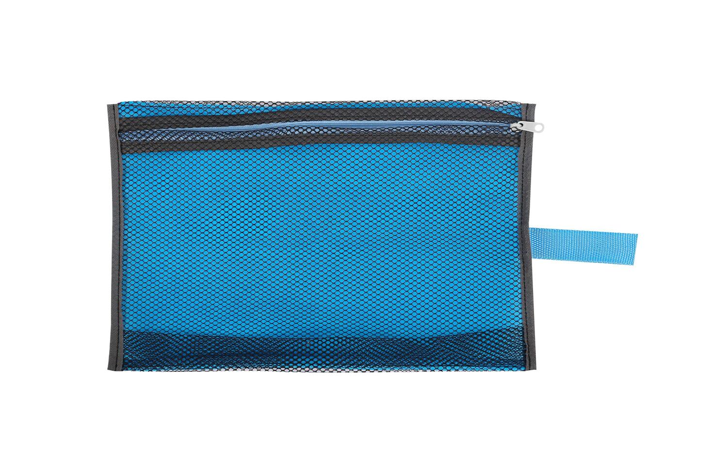 Zipper mesh pocket isolated on white background photo