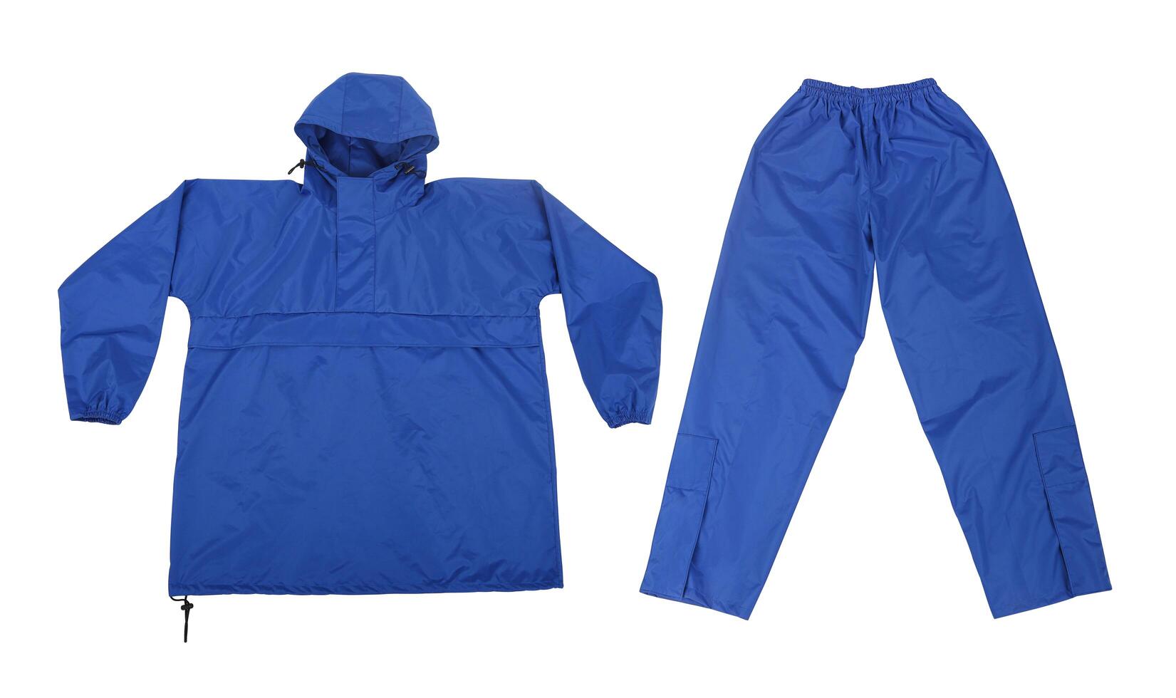 Blue raincoat suit isolated on white background photo