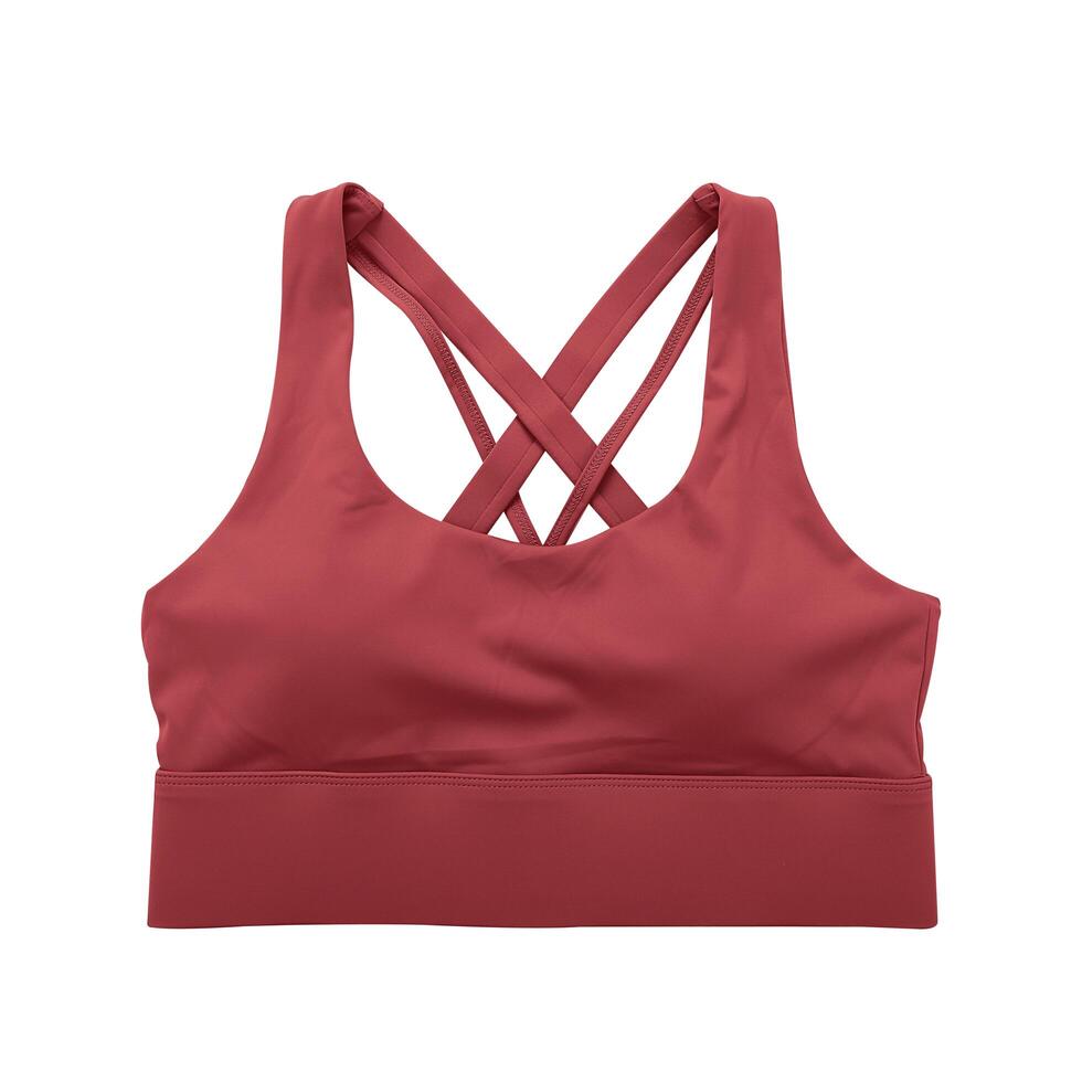 Maroon cross back strap sports bra photo