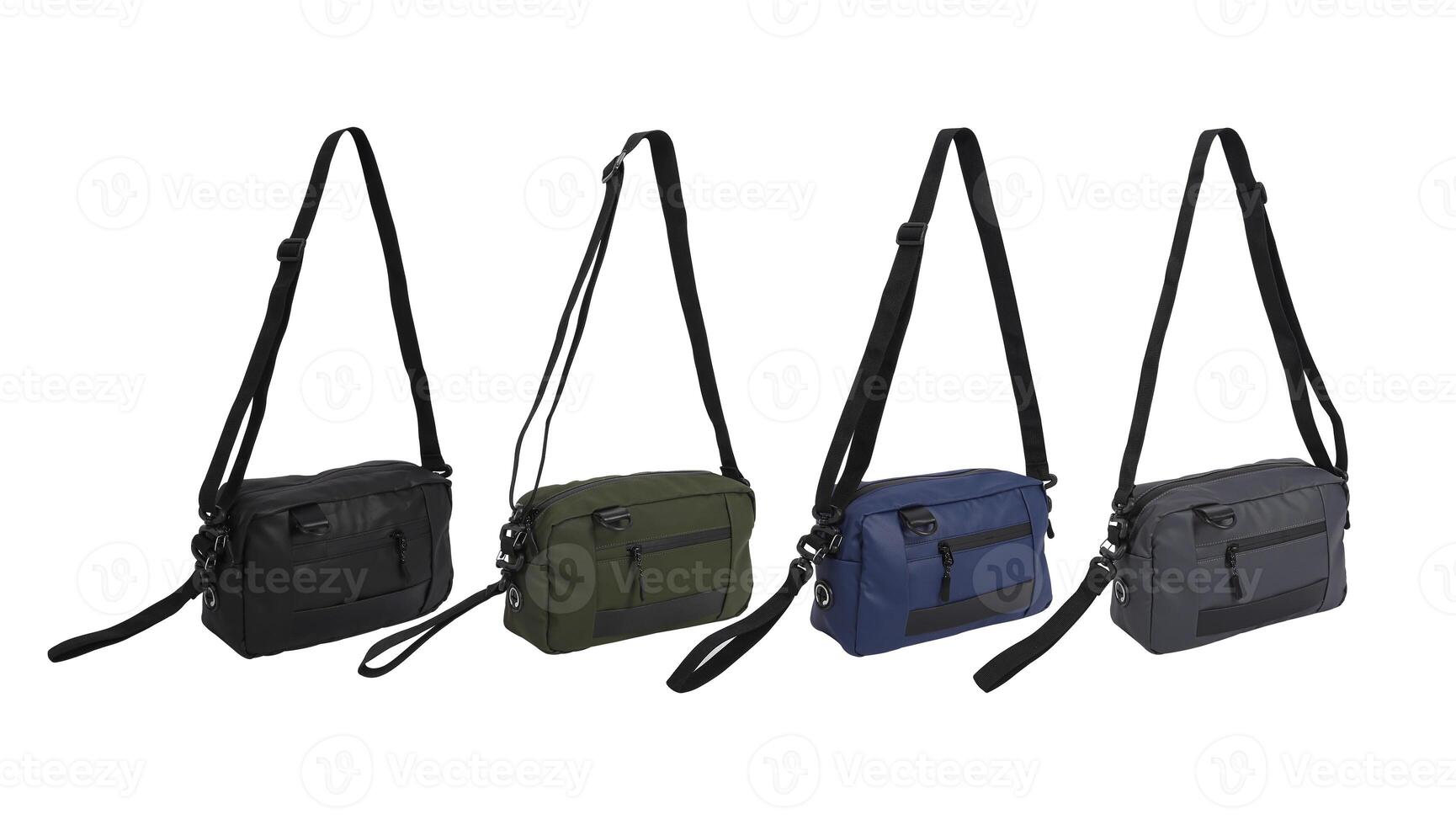 Collection of sling bags in various colors photo