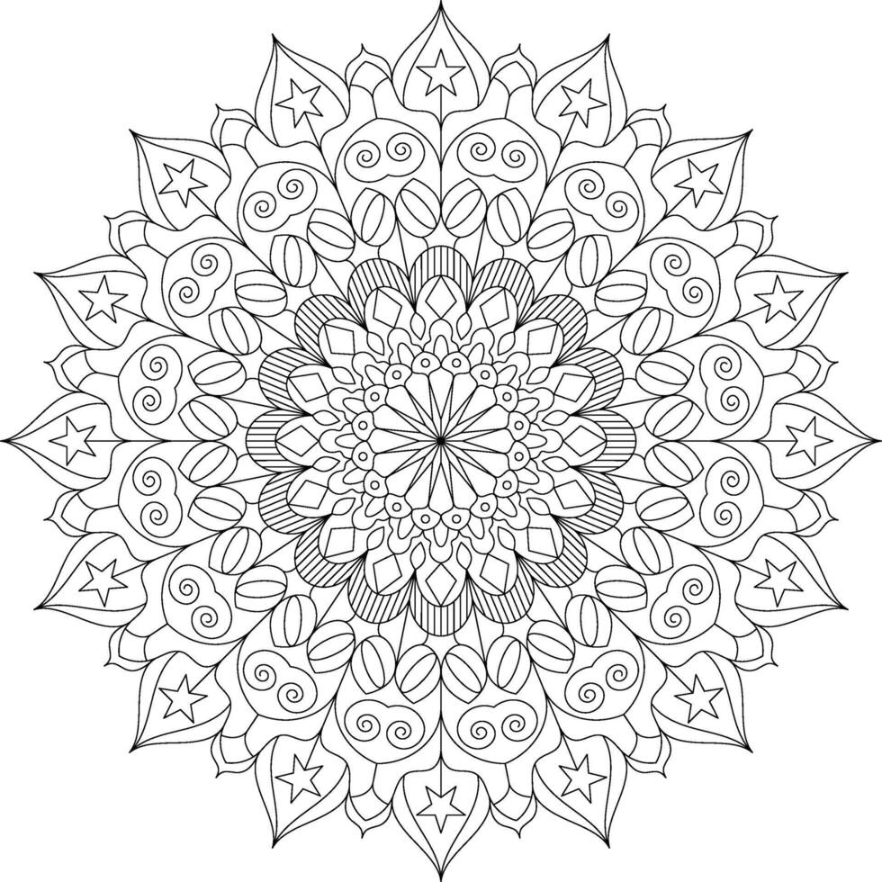 Star Swirl Mandala Art for Coloring and Creative Design vector