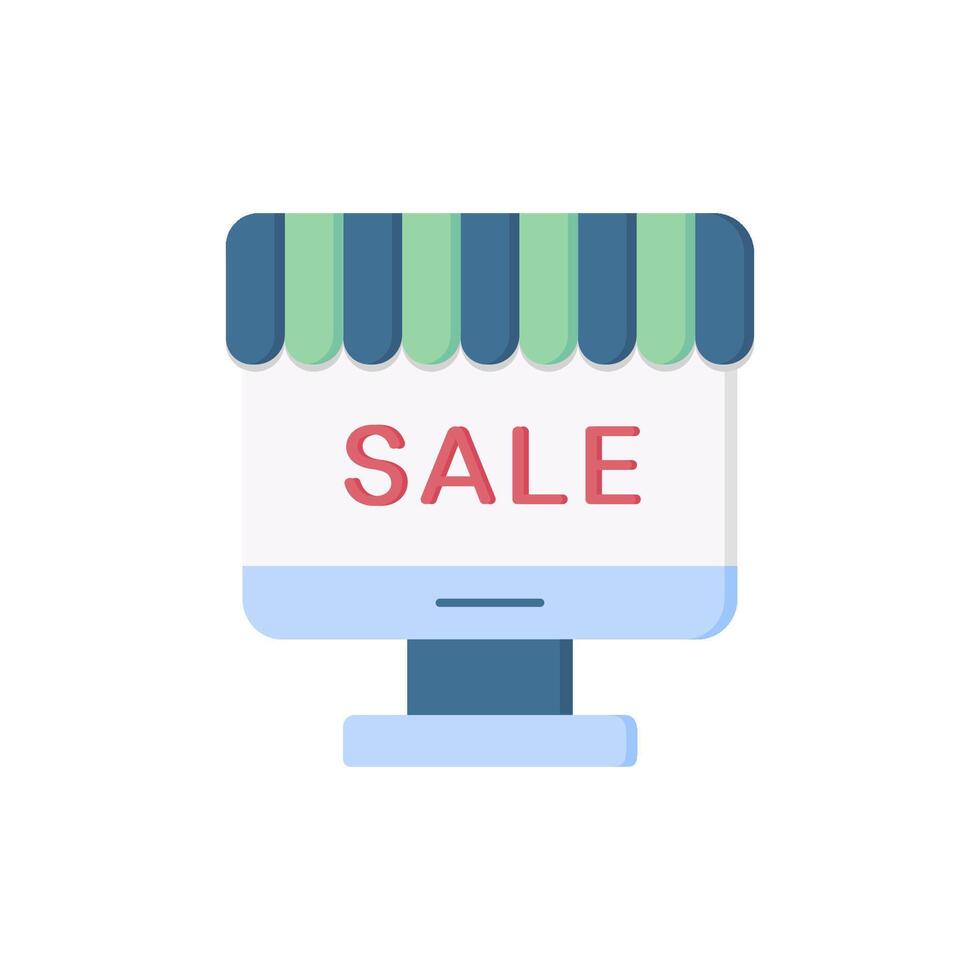 A colorful shopping icon symbolizing an exciting sale, with an attractive storefront design ideal for online retail promotions and marketing, effectively drawing in potential customers vector