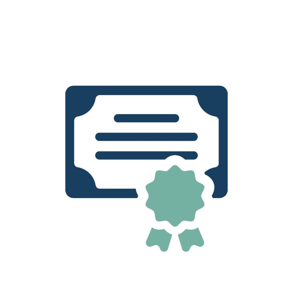 This is a stylized icon that effectively represents a reward certificate, showcasing both a diploma and a decorative ribbon. It is perfect for themes related to education and achievement vector