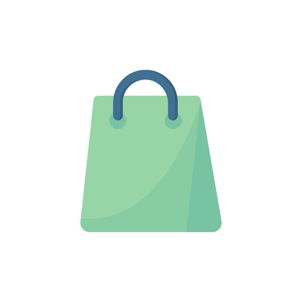 This modern shopping bag icon in soft green with a stylish blue handle symbolizes retail and online shopping, appealing to consumers in todays dynamic marketplace with various choices vector