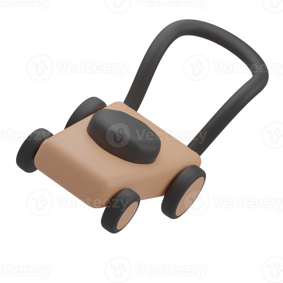 Cute 3D Lawn Mower Icon Illustration Render png