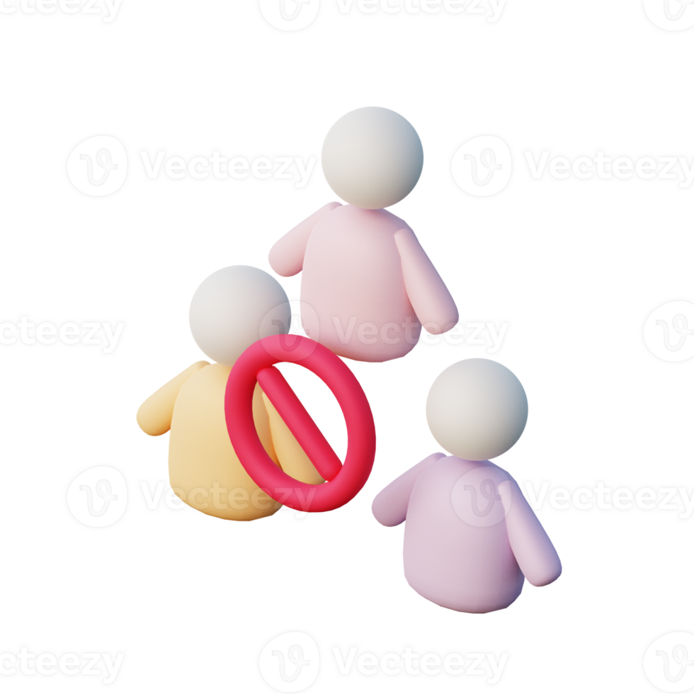Cute 3D Gathering Prohibition Icon Illustration Render png