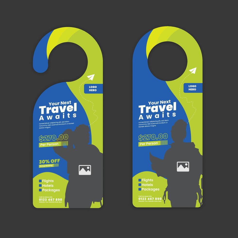 Resort Marketing Door Hanger Template for Vacation Packages vector