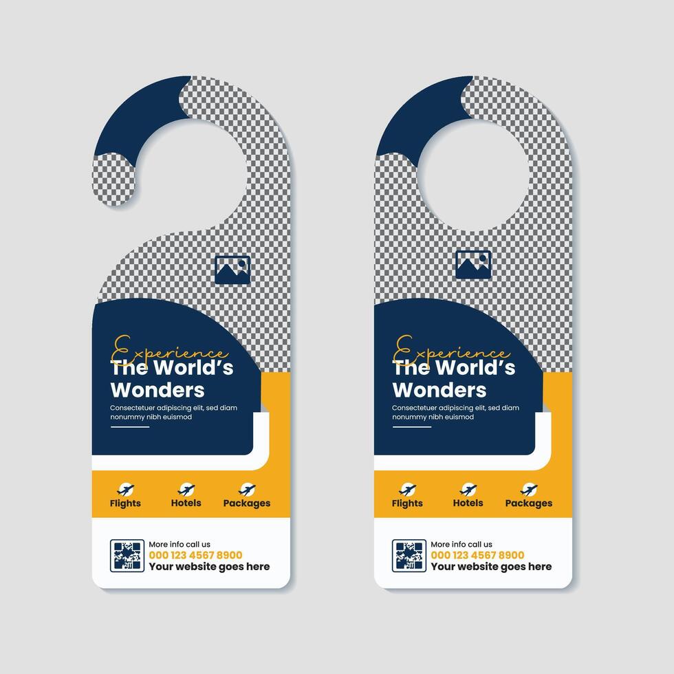 Explore the World Door Hanger Template vector