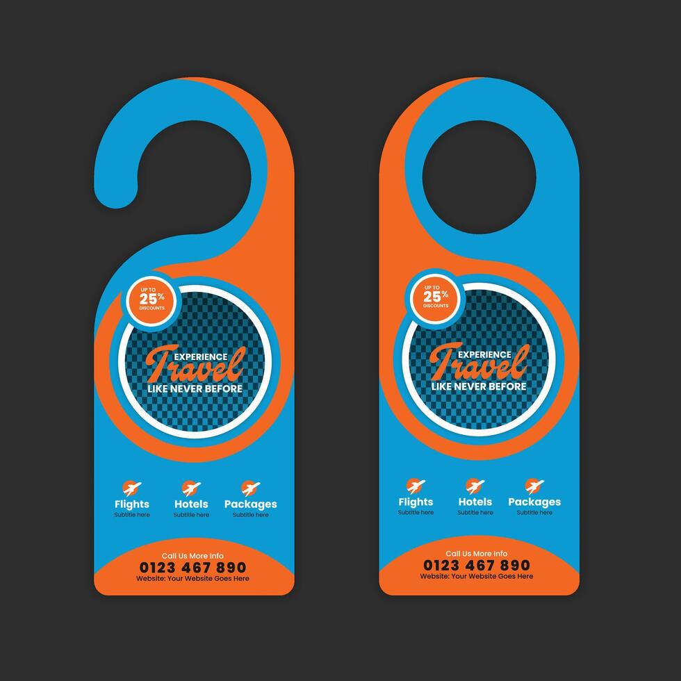 Door Hanger Template for Resort and Hotel Travel Promotions vector