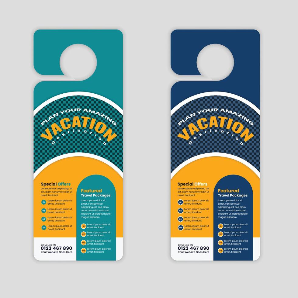 Vacation Packages and Deals Travel Agency Door Hanger Flyer Design Template vector