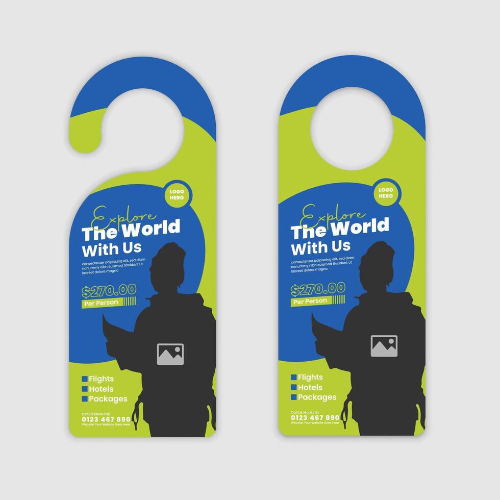 Customizable Travel Door Hanger Design for Resort Marketing vector