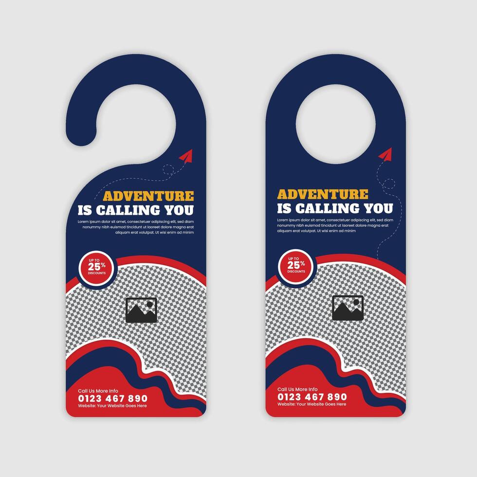 Travel Agency Door Hanger Design for Hotel Marketing Campaigns vector