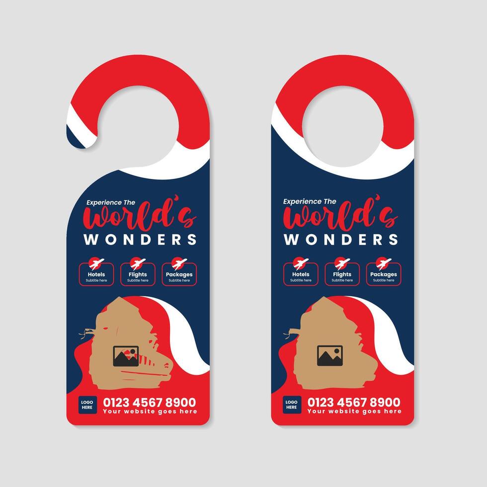 Tourism Experience Door Hanger Design template vector