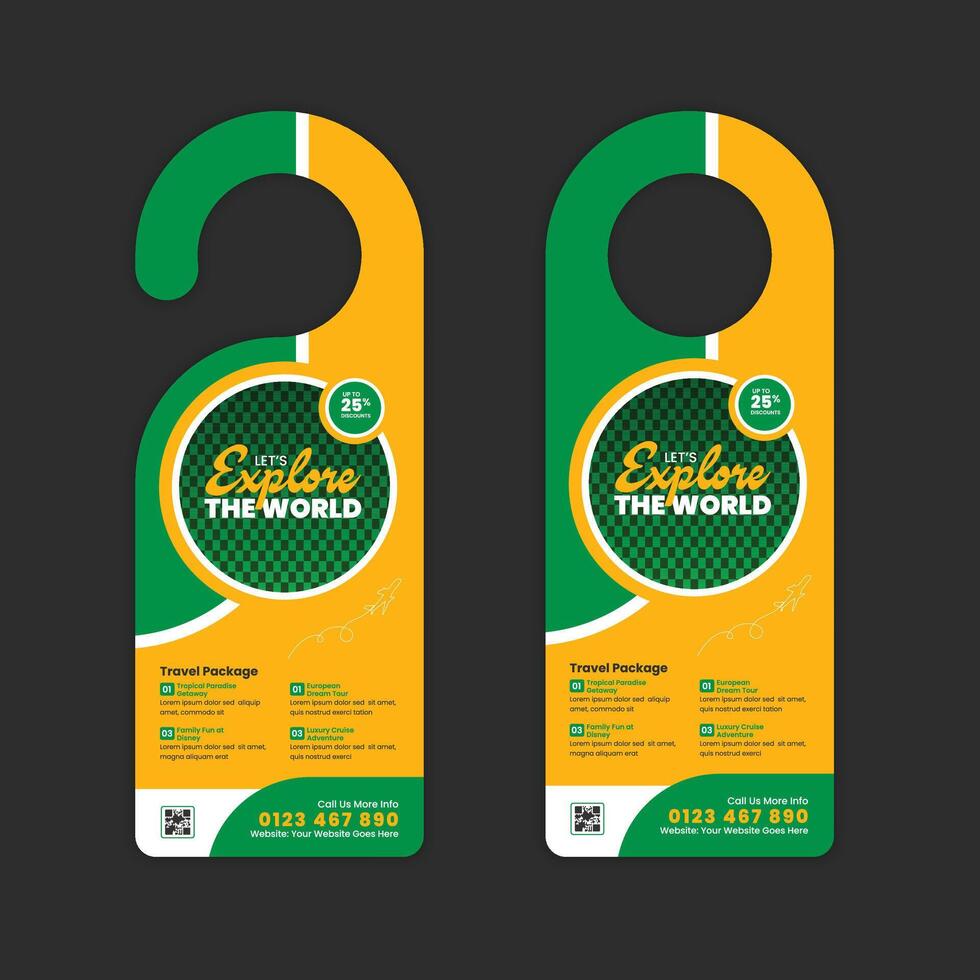 Vacation Travel Door Hanger Design for Hotels and Resorts vector
