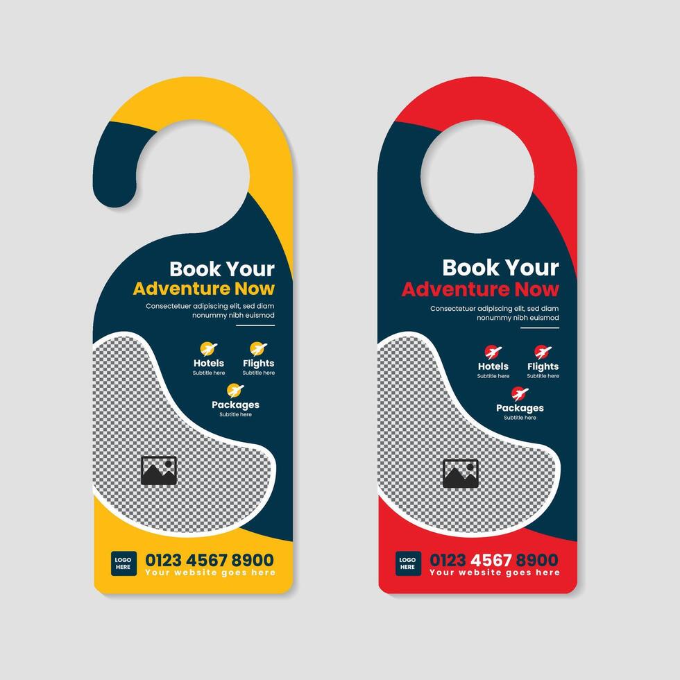 Travel Promotions Door Hanger design Template vector