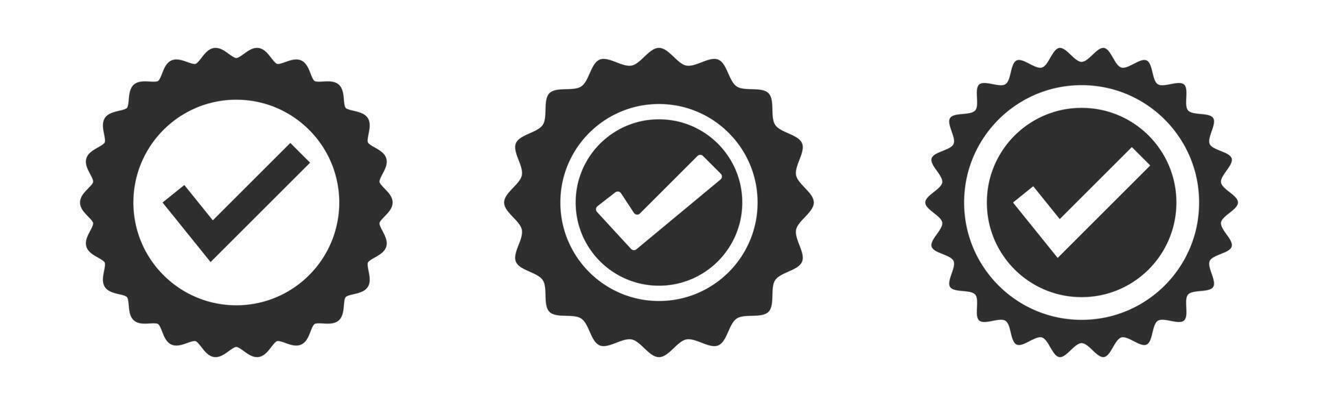 Quality guarantee icon silhouette with checkmark symbol. Approving, check, award, winner, trophy, top quality, promotion concept vector