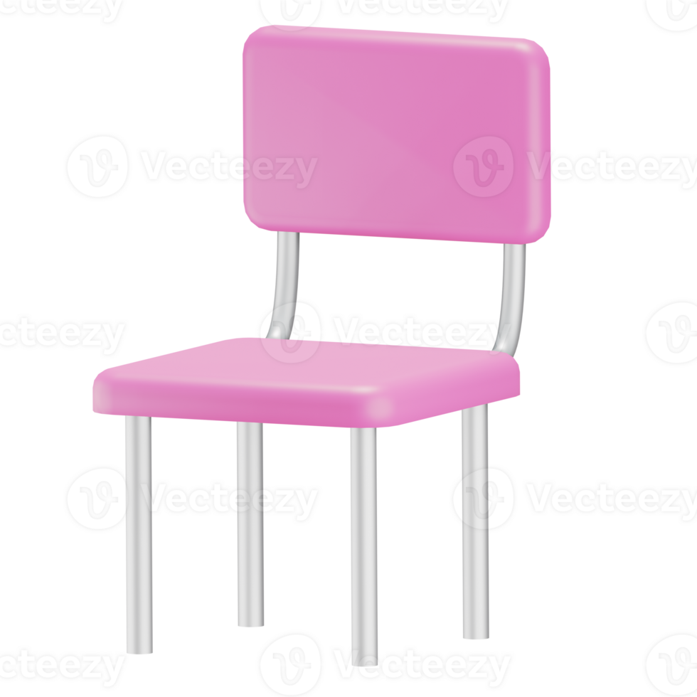3D Pink School Chair Illustration png
