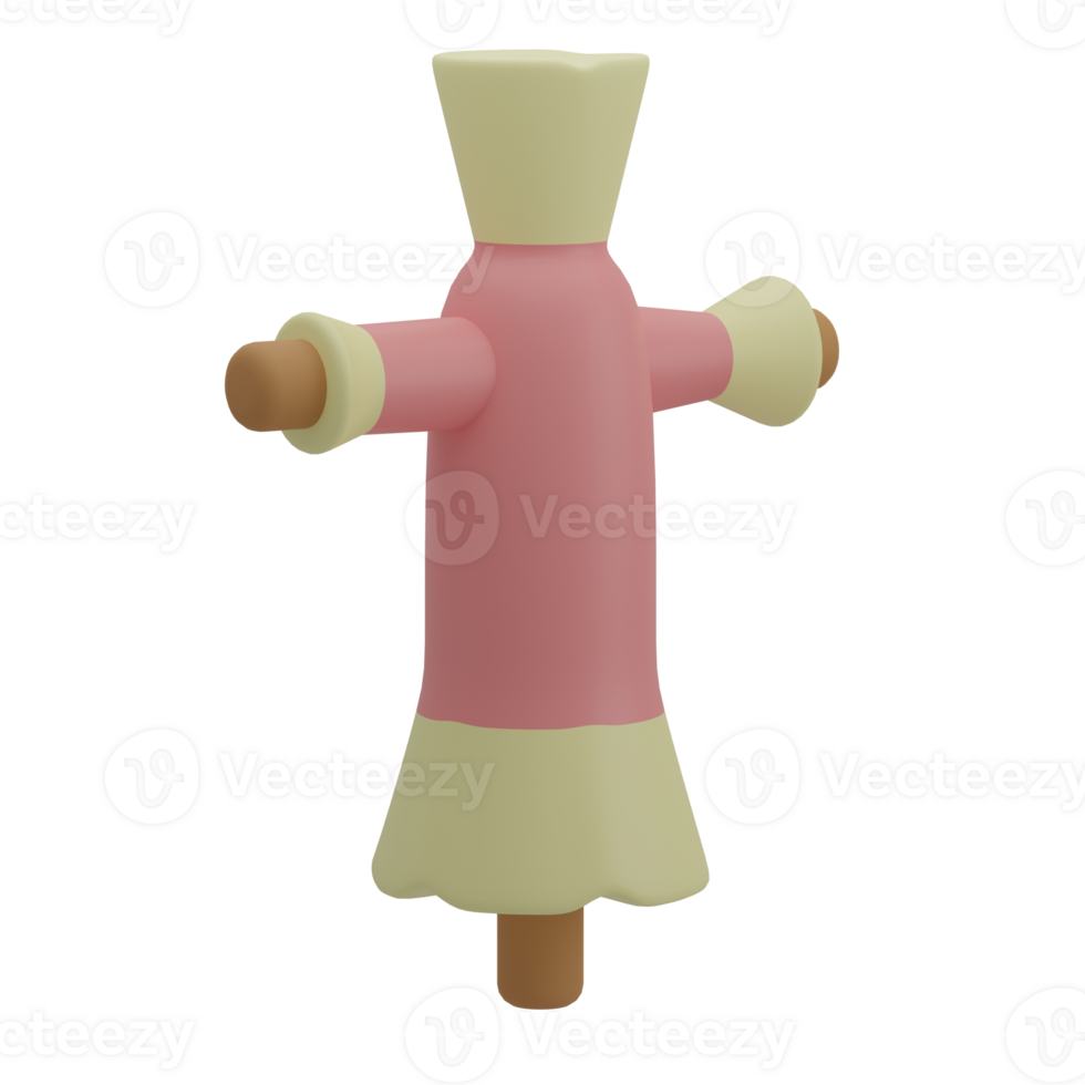 Cute 3D Scarecrow Icon Illustration Render png