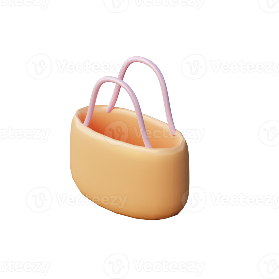 Cute 3D Shopping Bag Icon Illustration Render png