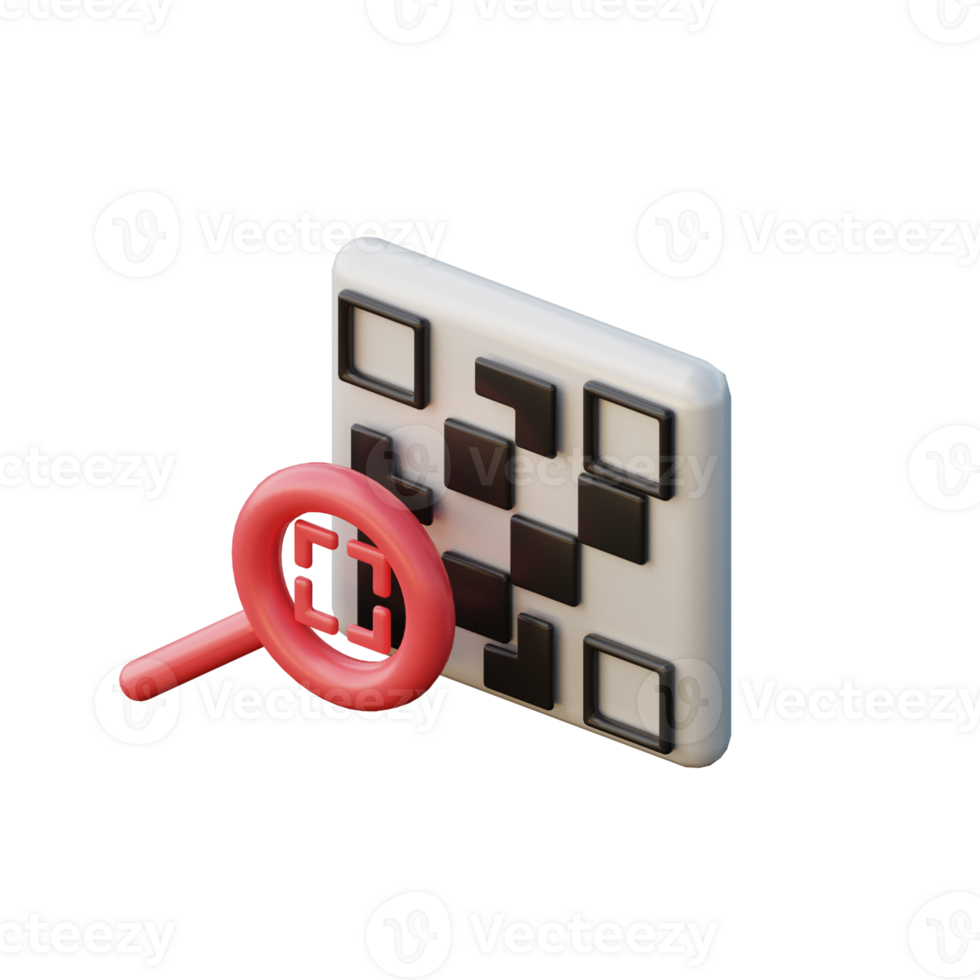 Cute 3D Scan QR Code Icon Illustration Render png