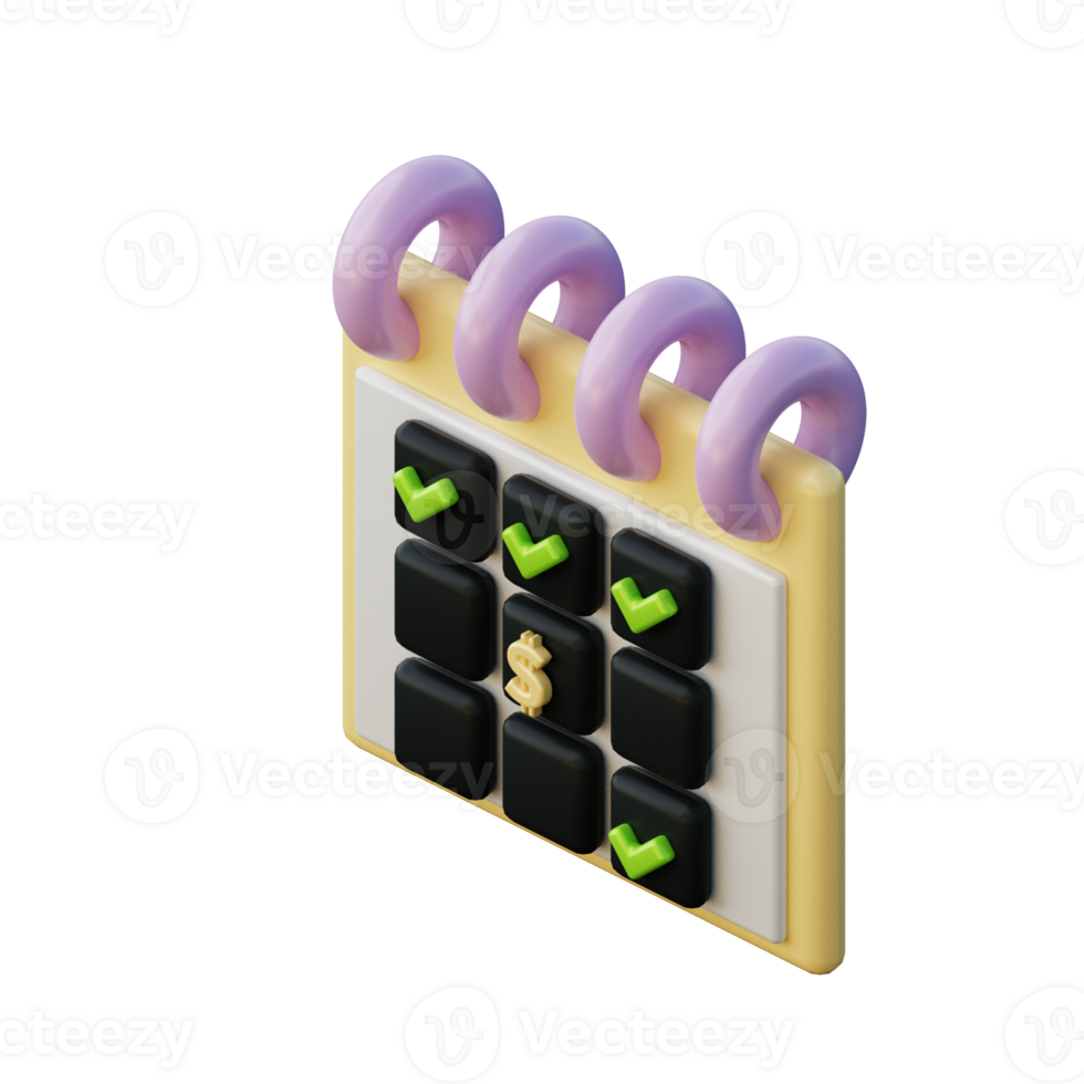 Cute 3D Schedule Icon Illustration Render png