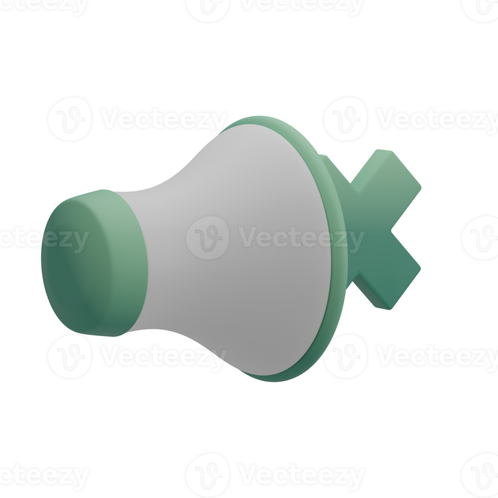 Cute 3D Silent Notification Icon Illustration Render png