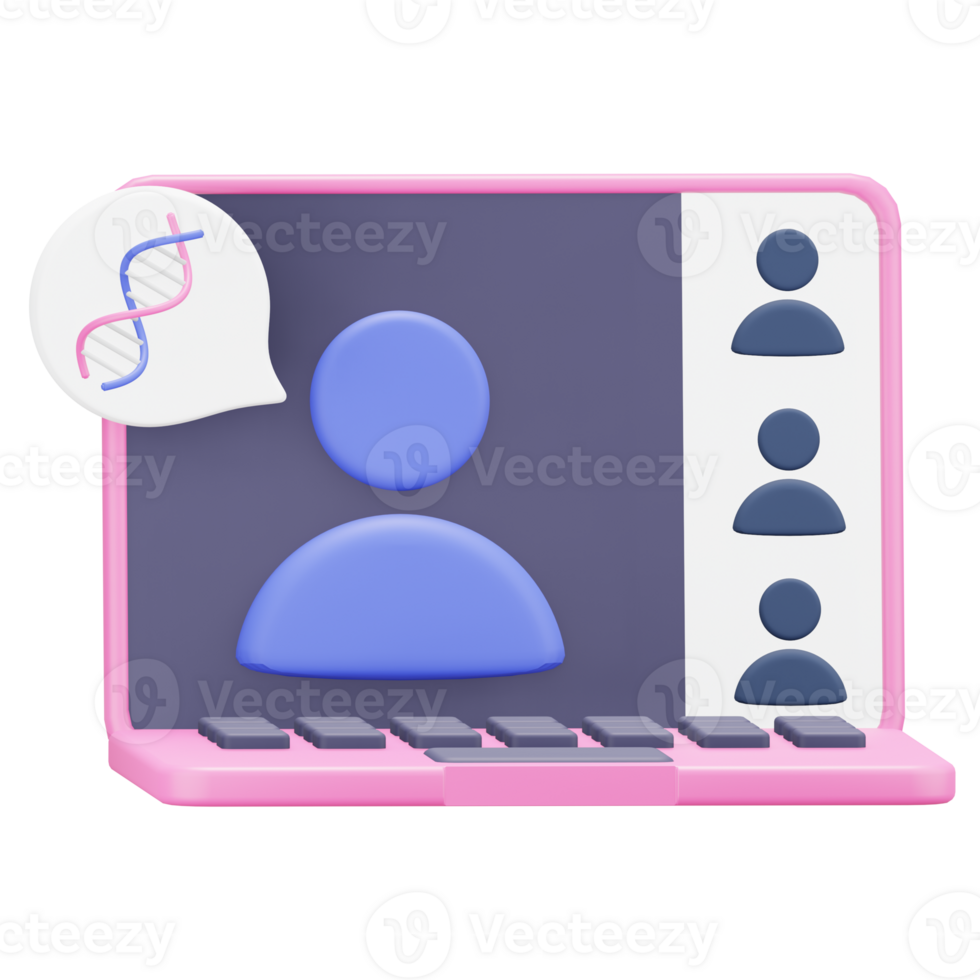3D Online Learning With Laptop Illustration png