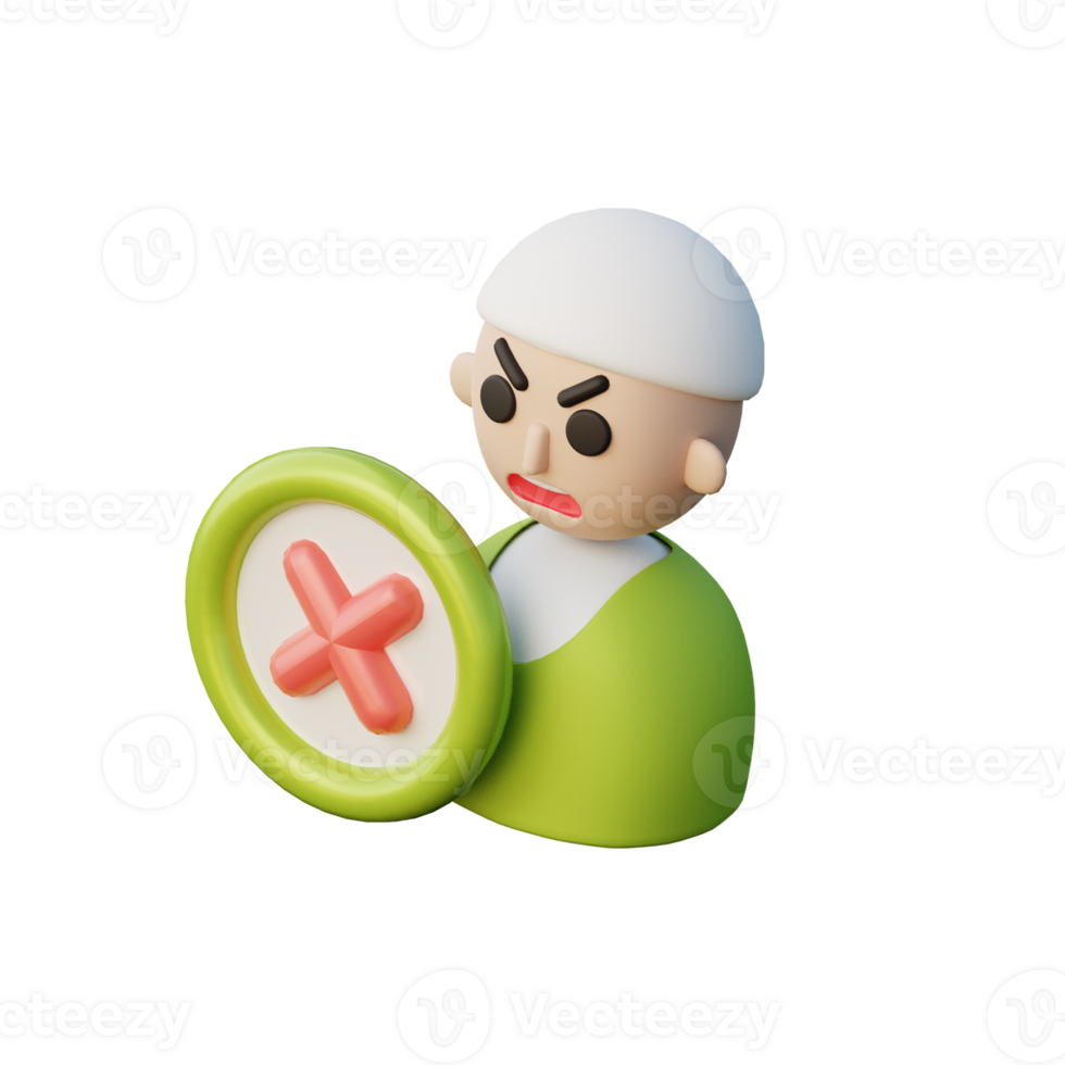 Cute 3D No Angry Icon Illustration Render png