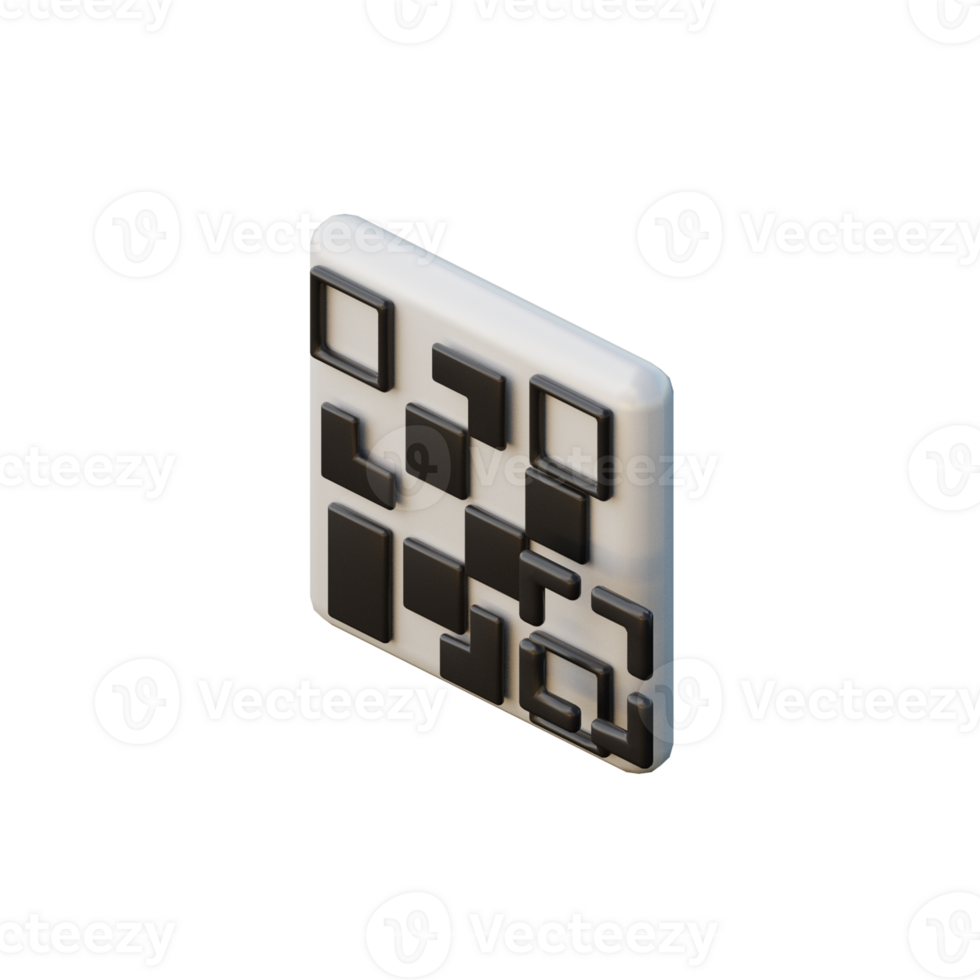fofa 3d qr código ícone ilustração render png