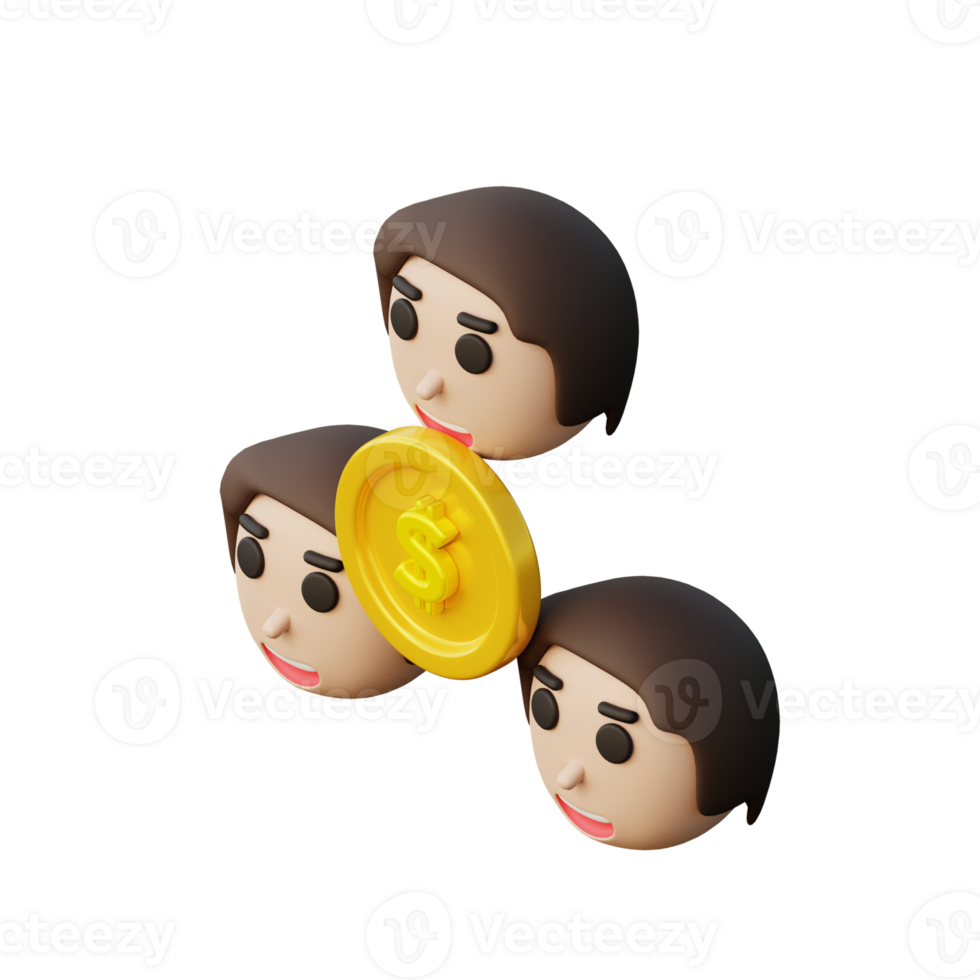 Cute 3D Sales Team Icon Illustration Render png